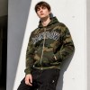 Applique Camouflage Zip Up Hoodie with Colorful Rhinestone | Y2K hip hop streetwear | Clothing Manufacturer