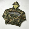 Applique Camouflage Zip Up Hoodie with Colorful Rhinestone | Y2K hip hop streetwear | Clothing Manufacturer