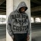 Applique Skull DTG Print Vintage Wash Boxy Hoodie | Heavyweight cotton | Gothic grunge streetwear | OEM Streetwear