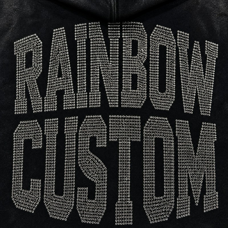 Vintage Washed Skull Rhinestone Cropped Boxy Raw Edge Hoodie