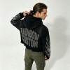 Vintage Washed Skull Rhinestone Cropped Boxy Raw Edge Hoodie | Heavyweight cotton | Gothic hip hop streetwear | Streetwear Manufacturer