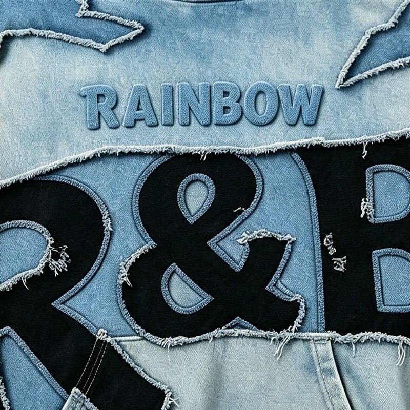 Vintage Wash Applique Embossed Cropped Boxy Hoodie