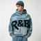 Vintage Wash Applique Embossed Cropped Boxy Hoodie | Heavy cotton | Retro hip hop streetwear | Custom Streetwear