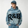 Vintage Wash Applique Embossed Cropped Boxy Hoodie | Heavy cotton | Retro hip hop streetwear | Custom Streetwear