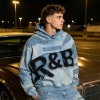 Vintage Wash Applique Embossed Cropped Boxy Hoodie | Heavy cotton | Retro hip hop streetwear | Custom Streetwear