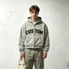 Vintage Towel Embroidery Applique Cropped Boxy Hoodie | Heavy fleece | Casual street fashion | OEM Streetwear