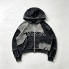 Vintage Washed Raw Edge Applique Cropped Boxy Hoodie | Heavyweight cotton | Y2K goth streetwear | Custom Streetwear