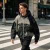 Vintage Washed Raw Edge Applique Cropped Boxy Hoodie | Heavyweight cotton | Y2K goth streetwear | Custom Streetwear
