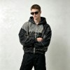 Vintage Washed Raw Edge Applique Cropped Boxy Hoodie | Heavyweight cotton | Y2K goth streetwear | Custom Streetwear