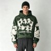 Cropped Boxy Vintage Washed Puff Print Sleeve Graphic Hoodie | Hip hop street fashion | Clothing Manufacturer