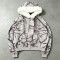 Tree Camo DTG Print Faux Fur Hood Trim Boxy Hoodie | Heavy fleece | Winter streetwear | Clothing Manufacturer
