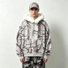 Tree Camo DTG Print Faux Fur Hood Trim Boxy Hoodie | Heavy fleece | Winter streetwear | Clothing Manufacturer