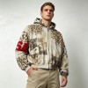 Vintage Washed Leopard DTG Print Applique Boxy Hoodie | Heavy cotton | Y2K street fashion | Streetwear Manufacturer