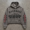 Cropped Vintage Washed DTG Print Boxy Hoodie | Classic Car Graphic Hoodie | Retro Streetwear | OEM Streetwear
