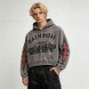 Cropped Vintage Washed DTG Print Boxy Hoodie | Classic Car Graphic Hoodie | Retro Streetwear | OEM Streetwear