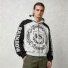 Vintage Washed DTG Print Raglan Cropped Boxy Hoodie | Color Block Crest Graphic | OEM Streetwear