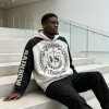 Vintage Washed DTG Print Raglan Cropped Boxy Hoodie | Color Block Crest Graphic | OEM Streetwear