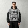 Vintage Washed Spray dye Applique DTG Screen Print Rhinestone Studs Boxy Hoodie | Color Block Horse Graphic | Custom Streetwear