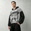 Vintage Washed Spray dye Applique DTG Screen Print Rhinestone Studs Boxy Hoodie | Color Block Horse Graphic | Custom Streetwear