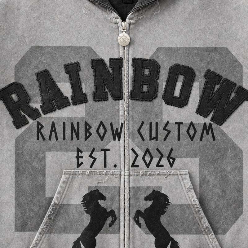 Vintage Washed Spray dye Applique DTG Screen Print Rhinestone Studs Boxy Hoodie