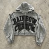 Vintage Washed Star Graphic Applique DTG Print Boxy Hoodie | Heavy cotton Varsity streetwear | OEM Streetwear