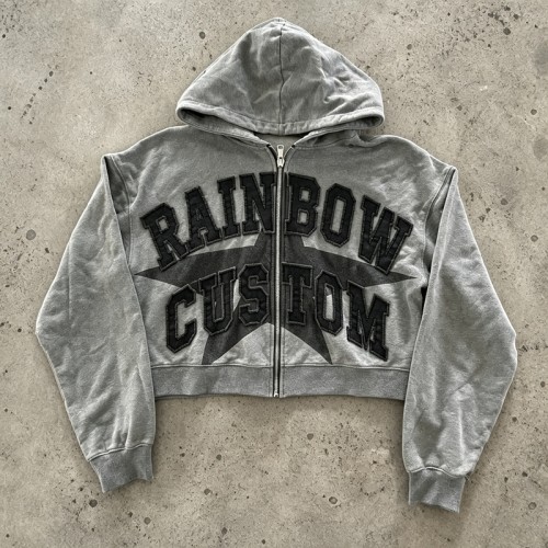 Vintage Washed Star Graphic Applique DTG Print Boxy Hoodie | Heavy cotton Varsity streetwear | OEM Streetwear