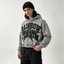 Vintage Washed Star Graphic Applique DTG Print Boxy Hoodie | Heavy cotton Varsity streetwear | OEM Streetwear