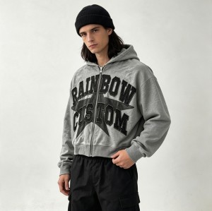 Vintage Washed Star Graphic Applique DTG Print Boxy Hoodie | Heavy cotton Varsity streetwear | OEM Streetwear