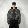 Vintage Washed Spray Dye Cropped Boxy Layered Zip Hoodie | Multi-Zipper Raw Edge | Gothic Biker Streetwear | Custom Streetwear