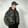 Vintage Washed Spray Dye Cropped Boxy Layered Zip Hoodie | Multi-Zipper Raw Edge | Gothic Biker Streetwear | Custom Streetwear