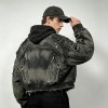 Vintage Washed Spray Dye Cropped Boxy Layered Zip Hoodie | Multi-Zipper Raw Edge | Gothic Biker Streetwear | Custom Streetwear