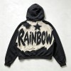 Vintage Washed Raw Edge Applique Boxy Cropped Hoodie | Letter Star Hooded Top | Grunge Streetwear | Streetwear Manufacturer