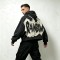 Vintage Washed Raw Edge Applique Boxy Cropped Hoodie | Letter Star Hooded Top | Grunge Streetwear | Streetwear Manufacturer
