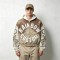 Vintage Spray Wash All Over Print Raw Edge Letter Applique Boxy Hoodie | Retro tiger streetwear | Clothing Manufacturer