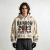 Boxy Hoodie with Vintage Spray Dye Washed Distressed Cracked Flame DTG Print | Y2K punk streetwear | OEM Streetwear