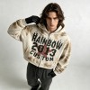 Boxy Hoodie with Vintage Spray Dye Washed Distressed Cracked Flame DTG Print | Y2K punk streetwear | OEM Streetwear