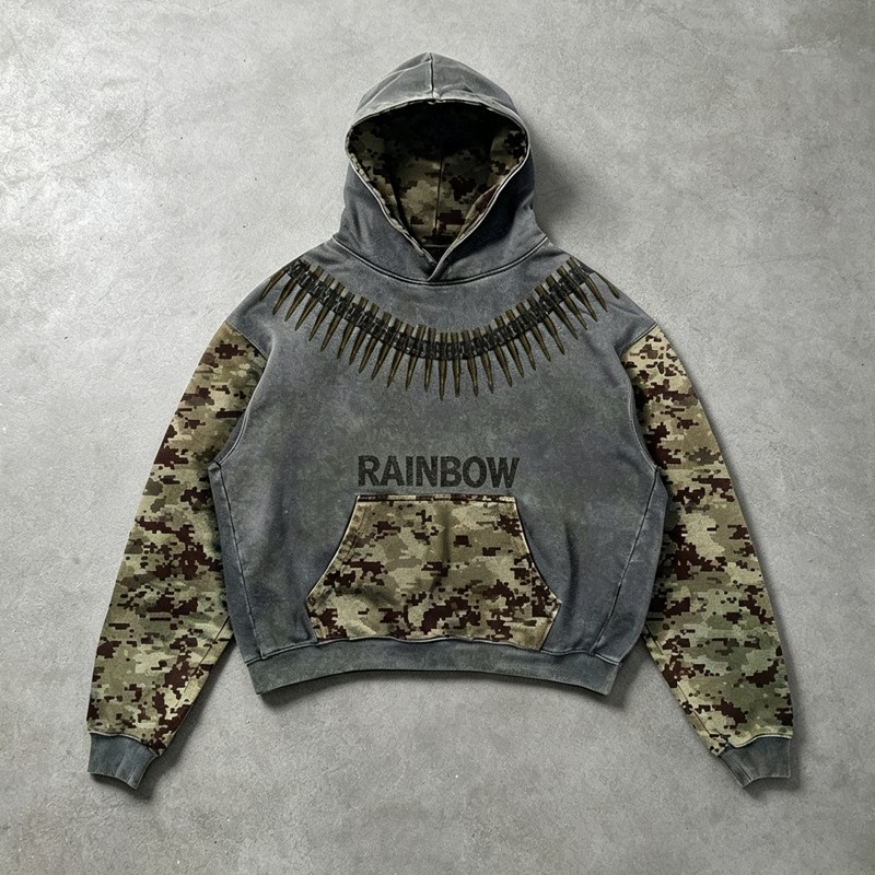 Boxy Washed Hoodie With Bullet DTG Print