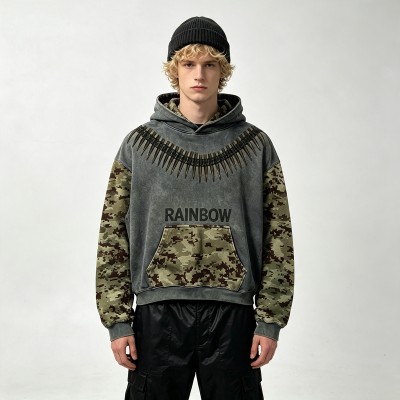 Boxy Washed Hoodie With Bullet DTG Print | Street Daily Wear | Custom Streetwear