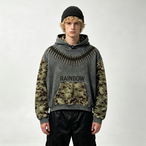 Boxy Washed Hoodie With Bullet DTG Print | Street Daily Wear | Custom Streetwear