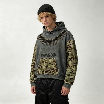 Boxy Washed Hoodie With Bullet DTG Print | Street Daily Wear | Custom Streetwear