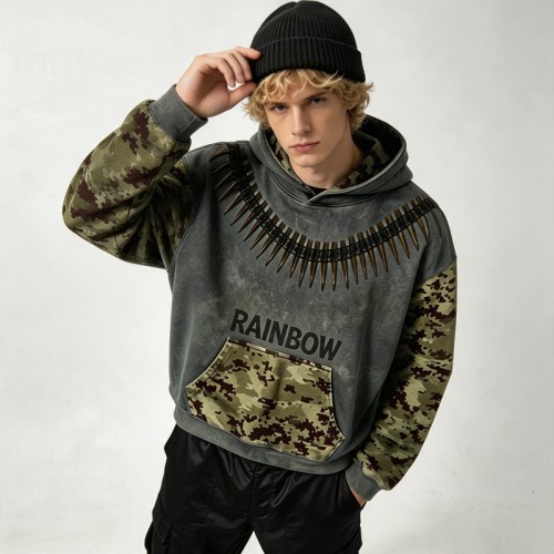 Boxy Washed Hoodie With Bullet DTG Print | Street Daily Wear | Custom Streetwear