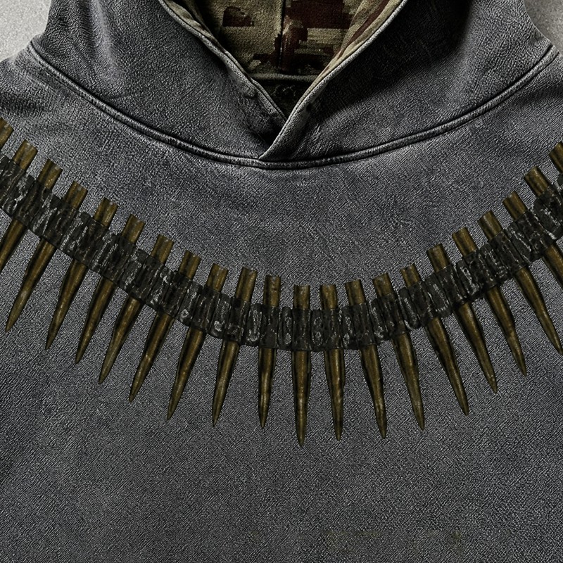Boxy Washed Hoodie With Bullet DTG Print