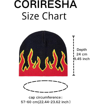 Custom Beanie Knitted Hat | Fall Winter | Soft Cotton | Flame | For Men And Women | Streetwear Caps