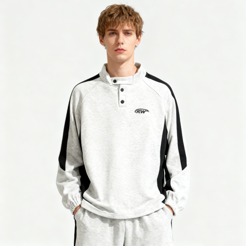 Men's Embroidery Sweatshirt | Color Block | 100% Cotton | 320gsm | Streetwear Manufacturer