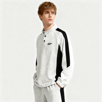 Men's Embroidery Sweatshirt | Color Block | 100% Cotton | 320gsm | Streetwear Manufacturer