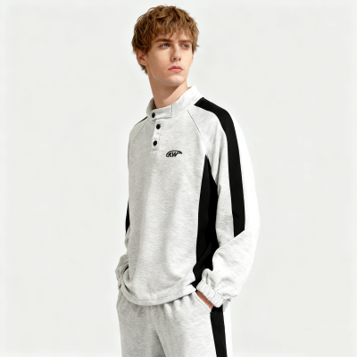 Men's Embroidery Sweatshirt | Color Block | 100% Cotton | 320gsm | Streetwear Manufacturer