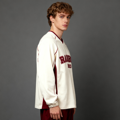 V-Neck Screen Print Sweatshirt Men | Color Block | 100% Cotton | 340gsm | Streetwear Manufacturer