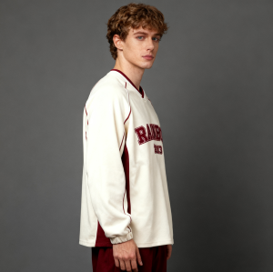 V-Neck Screen Print Sweatshirt Men | Color Block | 100% Cotton | 340gsm | Streetwear Manufacturer