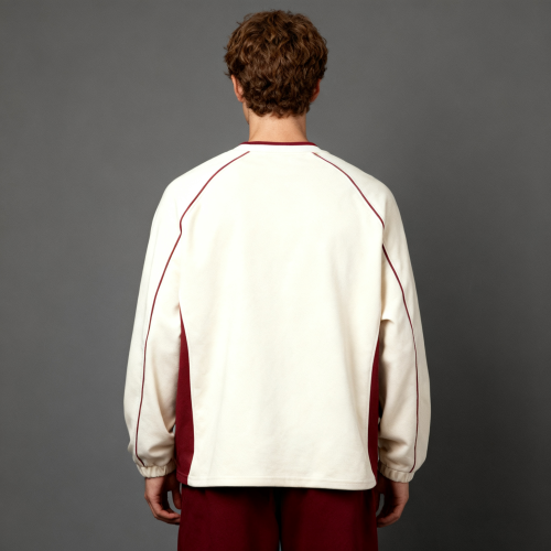 V-Neck Screen Print Sweatshirt Men | Color Block | 100% Cotton | 340gsm | Streetwear Manufacturer