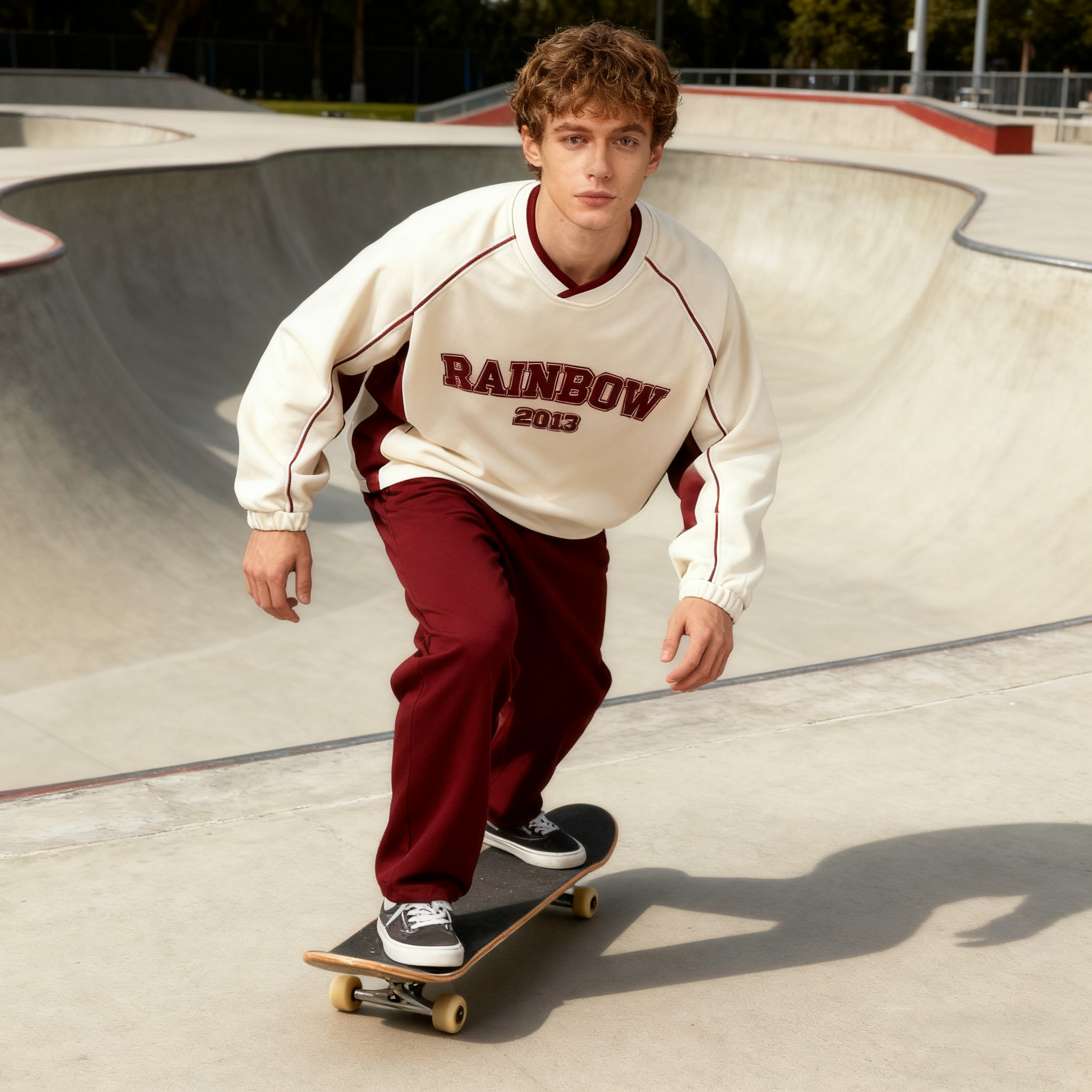  V-Neck Screen Print Sweatshirt Men